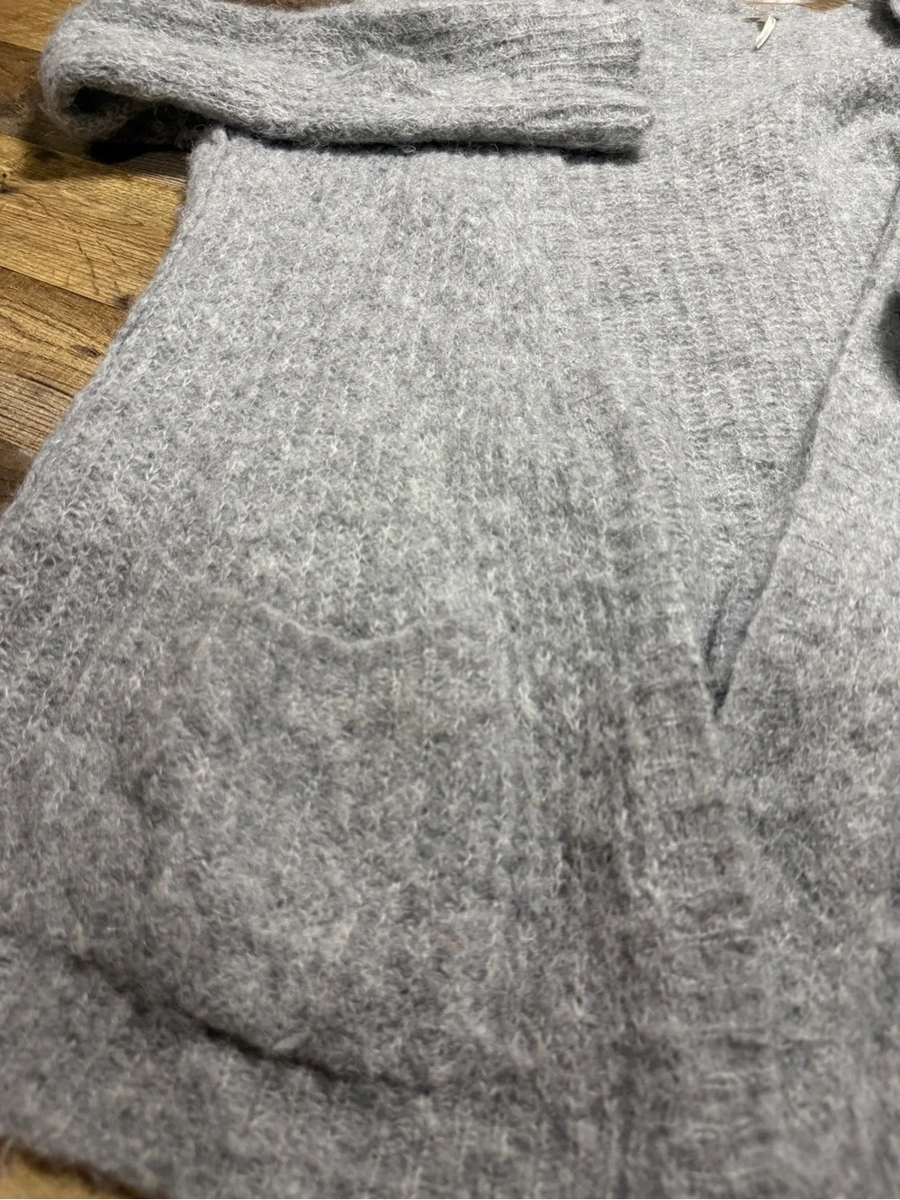 Free People Grey Alpaca Blend Open Front Knit Cardigan Sweater Size Large
